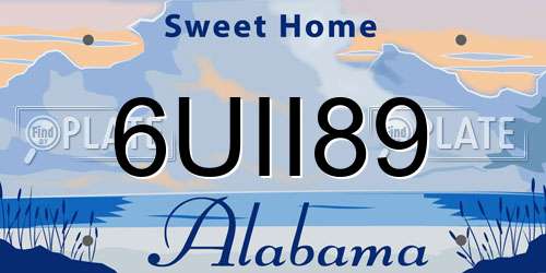 6UII89 Alabama License Plate