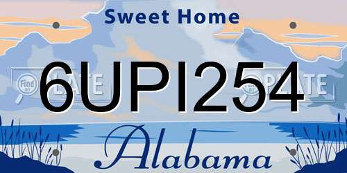 6UPI254 Alabama License Plate