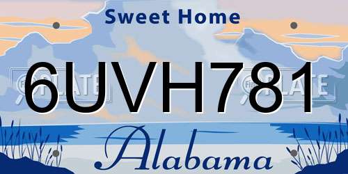 6UVH781 Alabama License Plate