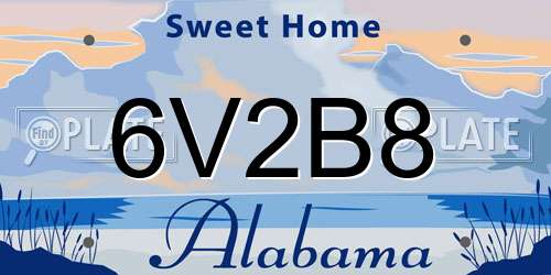 6V2B8 Alabama License Plate