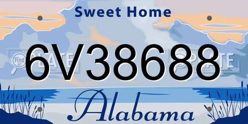 6V38688 Alabama License Plate