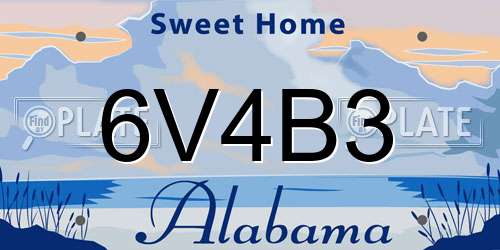 6V4B3 Alabama License Plate