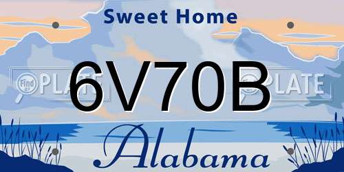 6V70B Alabama License Plate