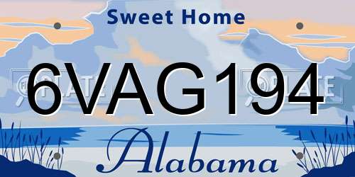 6VAG194 Alabama License Plate