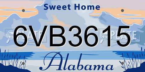 6VB3615 Alabama License Plate