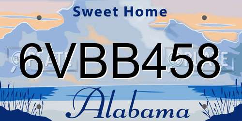 6VBB458 Alabama License Plate