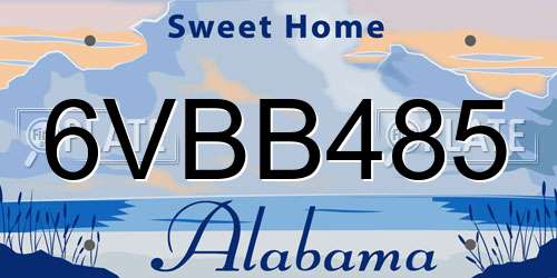 6VBB485 Alabama License Plate