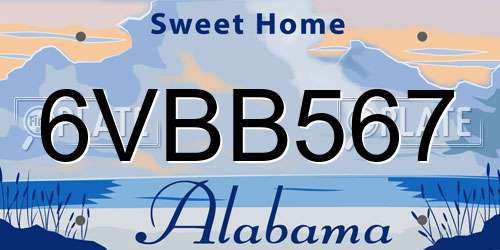 6VBB567 Alabama License Plate