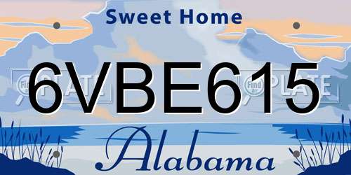 6VBE615 Alabama License Plate
