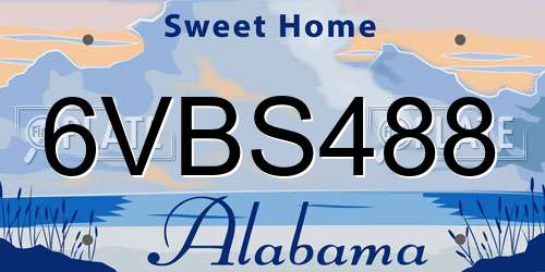 6VBS488 Alabama License Plate