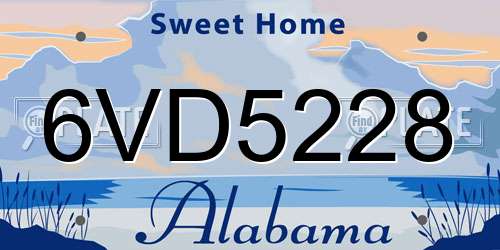 6VD5228 Alabama License Plate