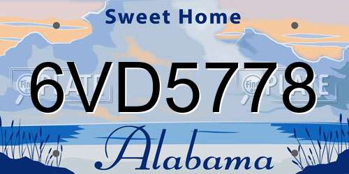 6VD5778 Alabama License Plate