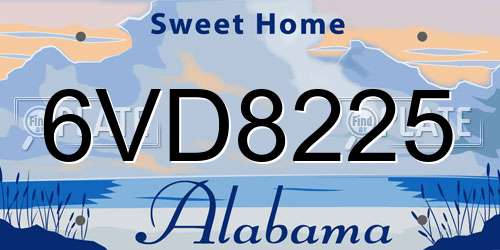 6VD8225 Alabama License Plate