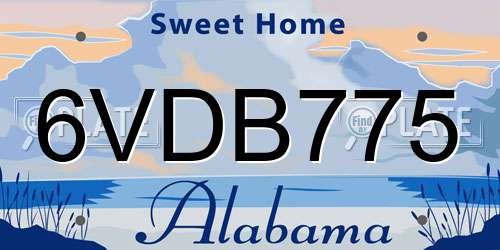 6VDB775 Alabama License Plate