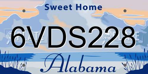 6VDS228 Alabama License Plate