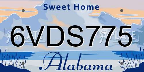 6VDS775 Alabama License Plate