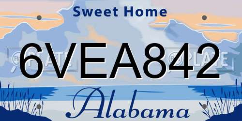 6VEA842 Alabama License Plate