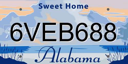 6VEB688 Alabama License Plate
