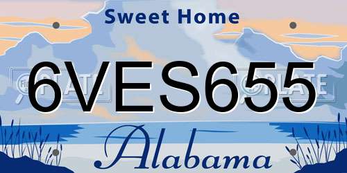 6VES655 Alabama License Plate