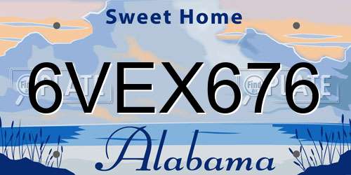 6VEX676 Alabama License Plate