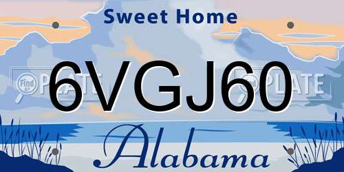 6VGJ60 Alabama License Plate