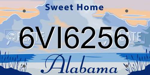 6VI6256 Alabama License Plate