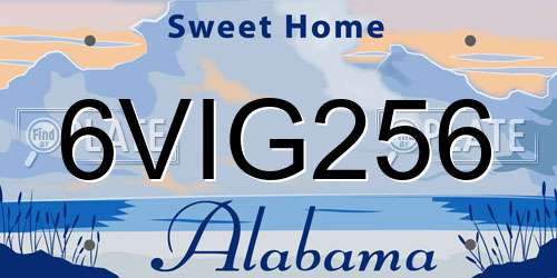 6VIG256 Alabama License Plate