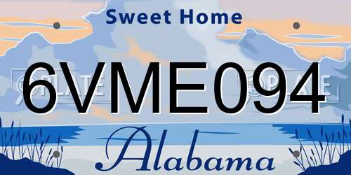 6VME094 Alabama License Plate