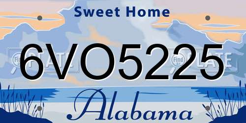 6VO5225 Alabama License Plate