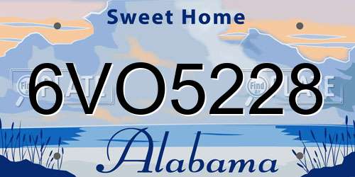 6VO5228 Alabama License Plate