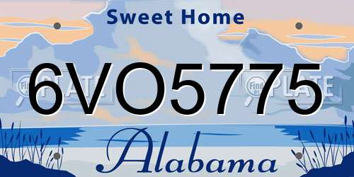 6VO5775 Alabama License Plate