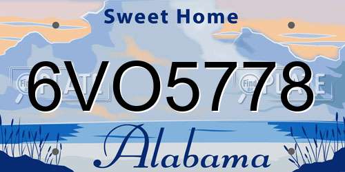6VO5778 Alabama License Plate