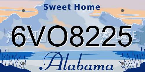 6VO8225 Alabama License Plate