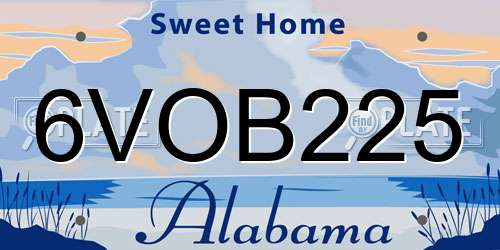 6VOB225 Alabama License Plate
