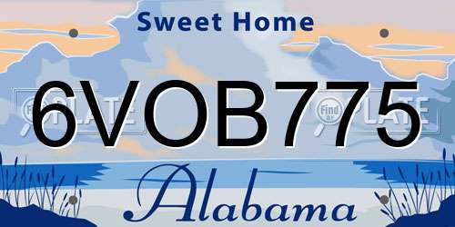 6VOB775 Alabama License Plate