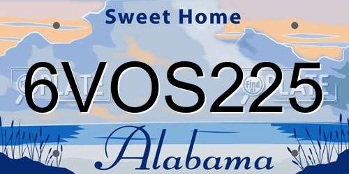 6VOS225 Alabama License Plate