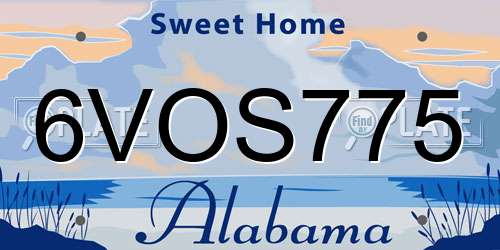 6VOS775 Alabama License Plate