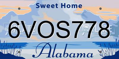 6VOS778 Alabama License Plate