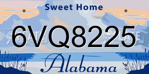 6VQ8225 Alabama License Plate