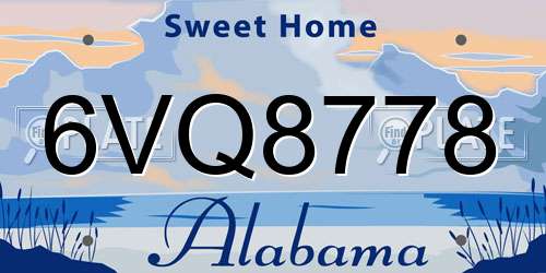 6VQ8778 Alabama License Plate
