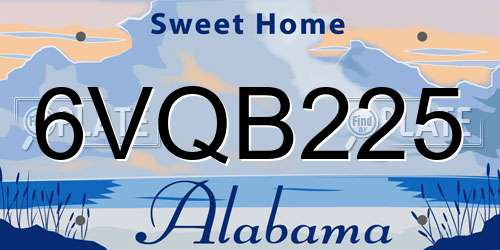 6VQB225 Alabama License Plate