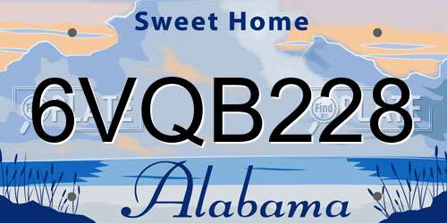 6VQB228 Alabama License Plate