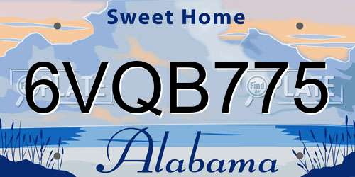 6VQB775 Alabama License Plate