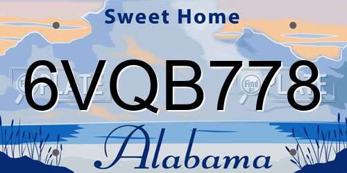 6VQB778 Alabama License Plate