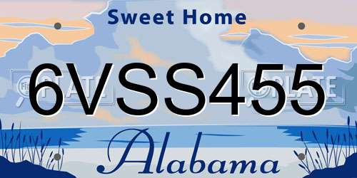6VSS455 Alabama License Plate