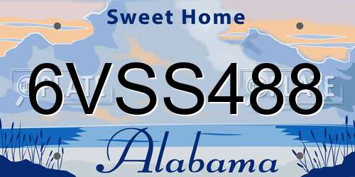 6VSS488 Alabama License Plate