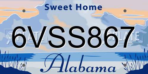6VSS867 Alabama License Plate