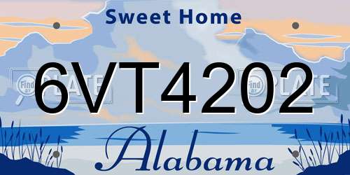 6VT4202 Alabama License Plate