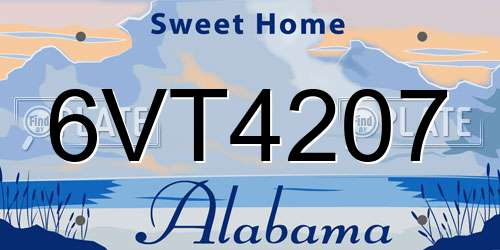 6VT4207 Alabama License Plate