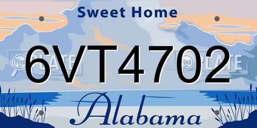 6VT4702 Alabama License Plate